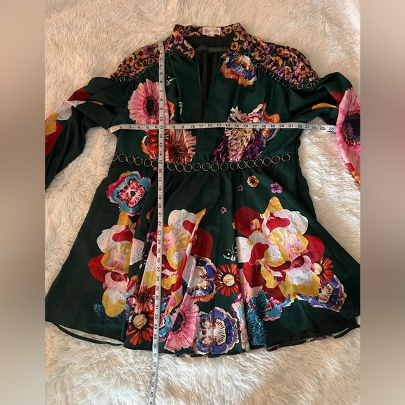 L'ATISTE by AMI Plus Size 3X Floral Dress Green Long Sleeve V-Neck - Picture 11 of 11